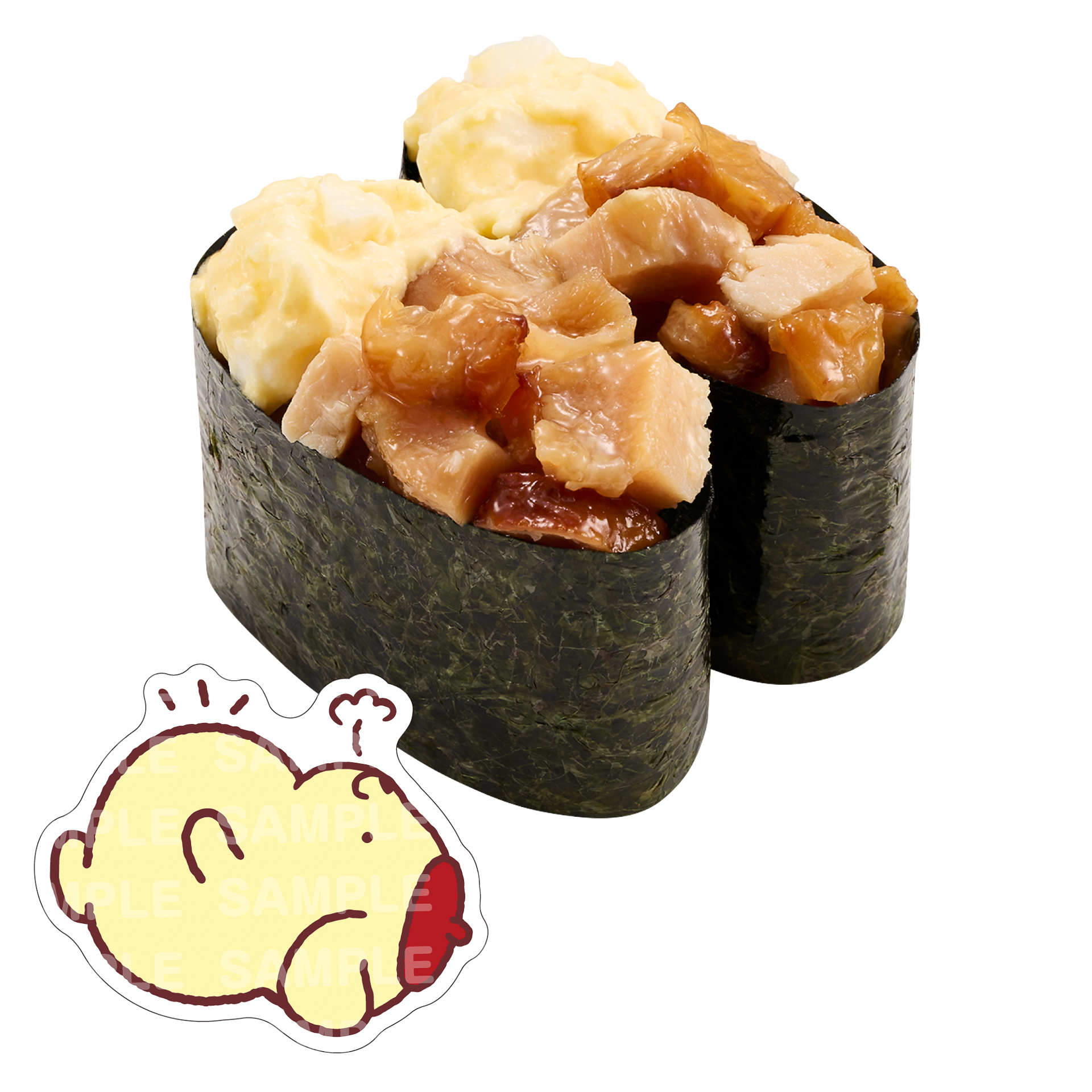 「ポムポムプリン コラボピック付き てりたま軍艦」（250円～）