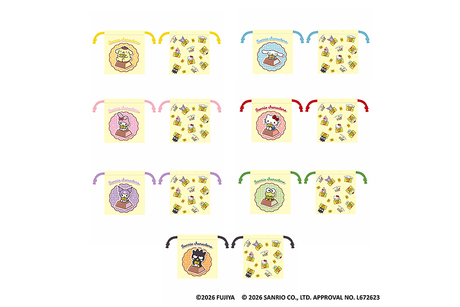 「巾着 LOOK A La Mode×サンリオキャラクターズ」（全7種、各880円）