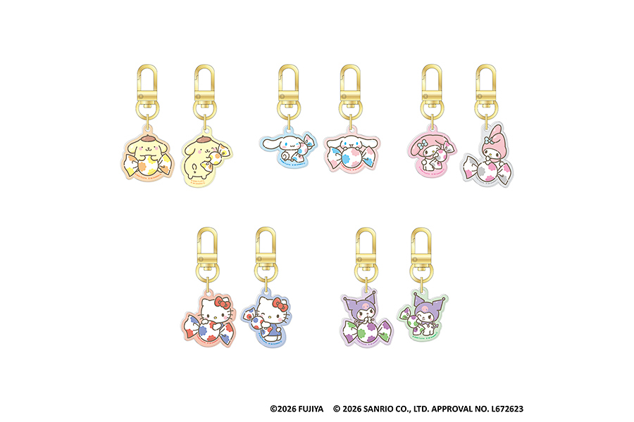 「ミルキー×サンリオキャラクターズ ツインキーチャーム」（全5種、各715円）