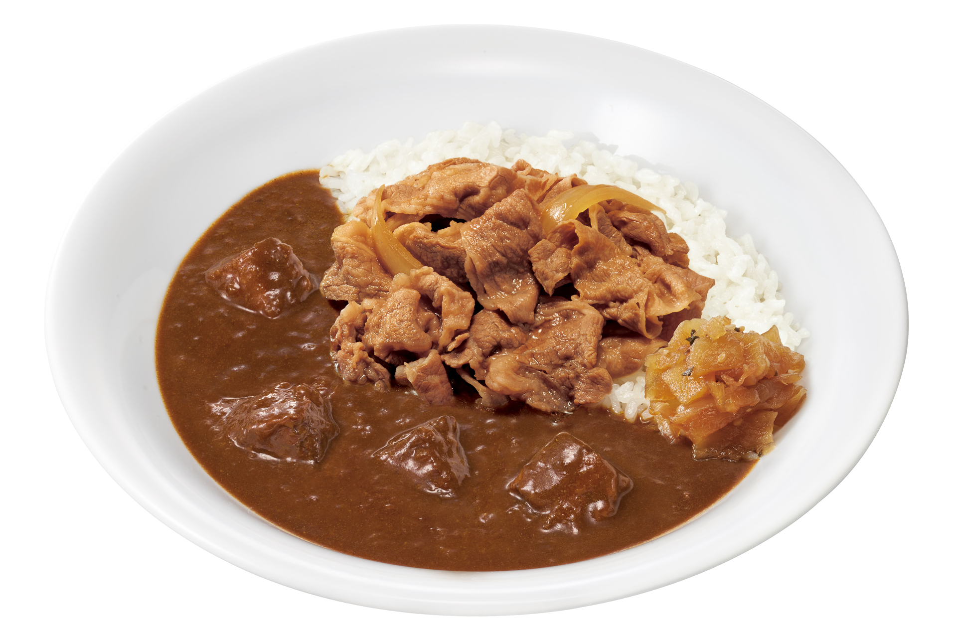 「牛あいがけビーフカレー」（並盛1130円）