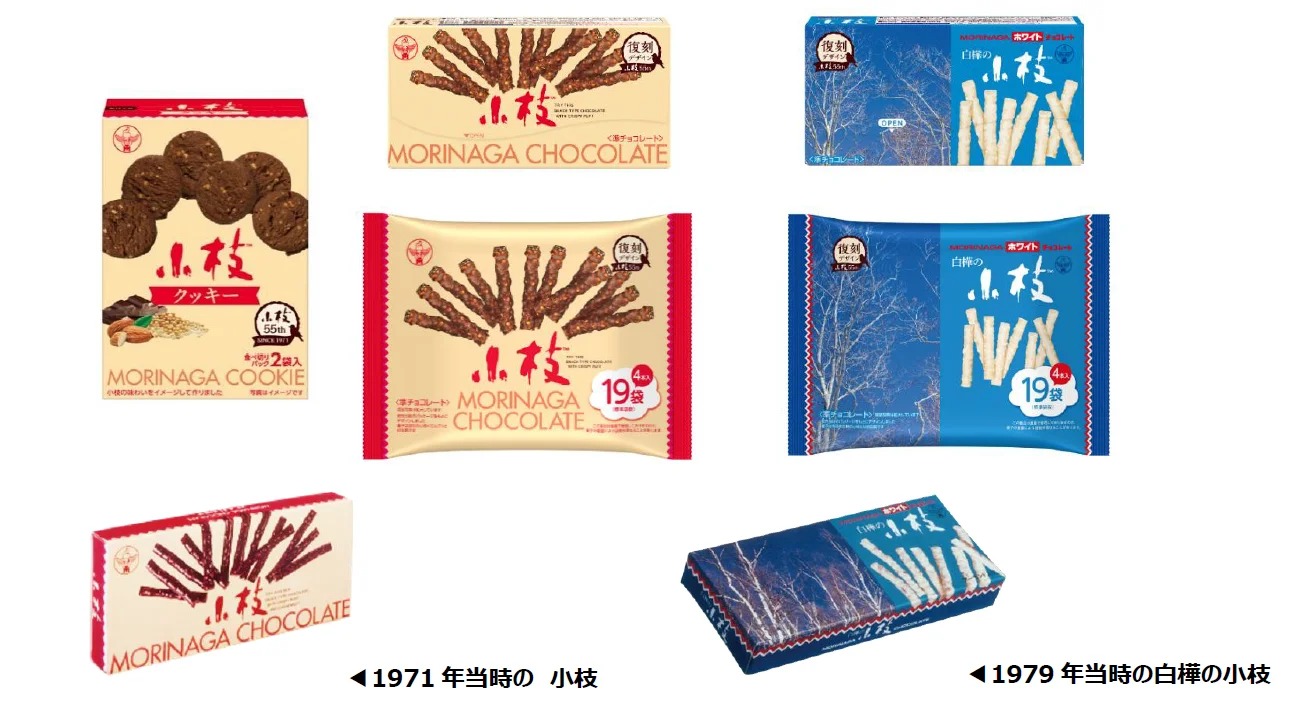 「小枝」「白樺の小枝」発売当時のパッケージを元にした復刻デザイン
