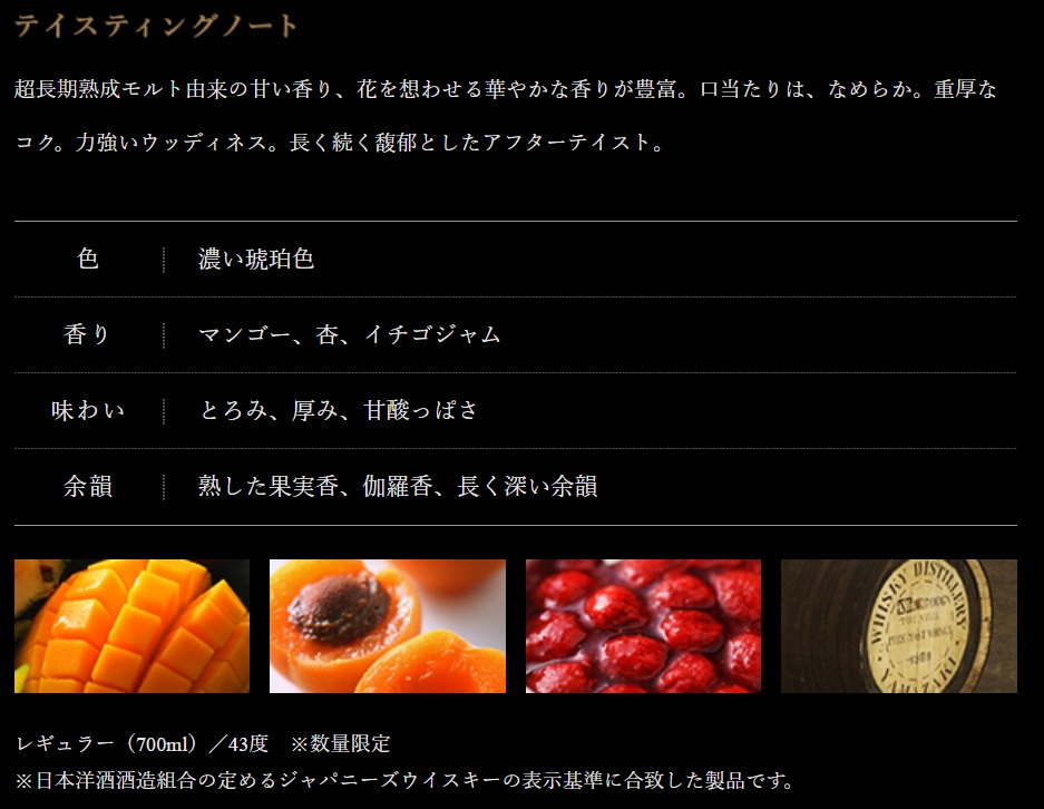 「響30年」のテイスティングノート