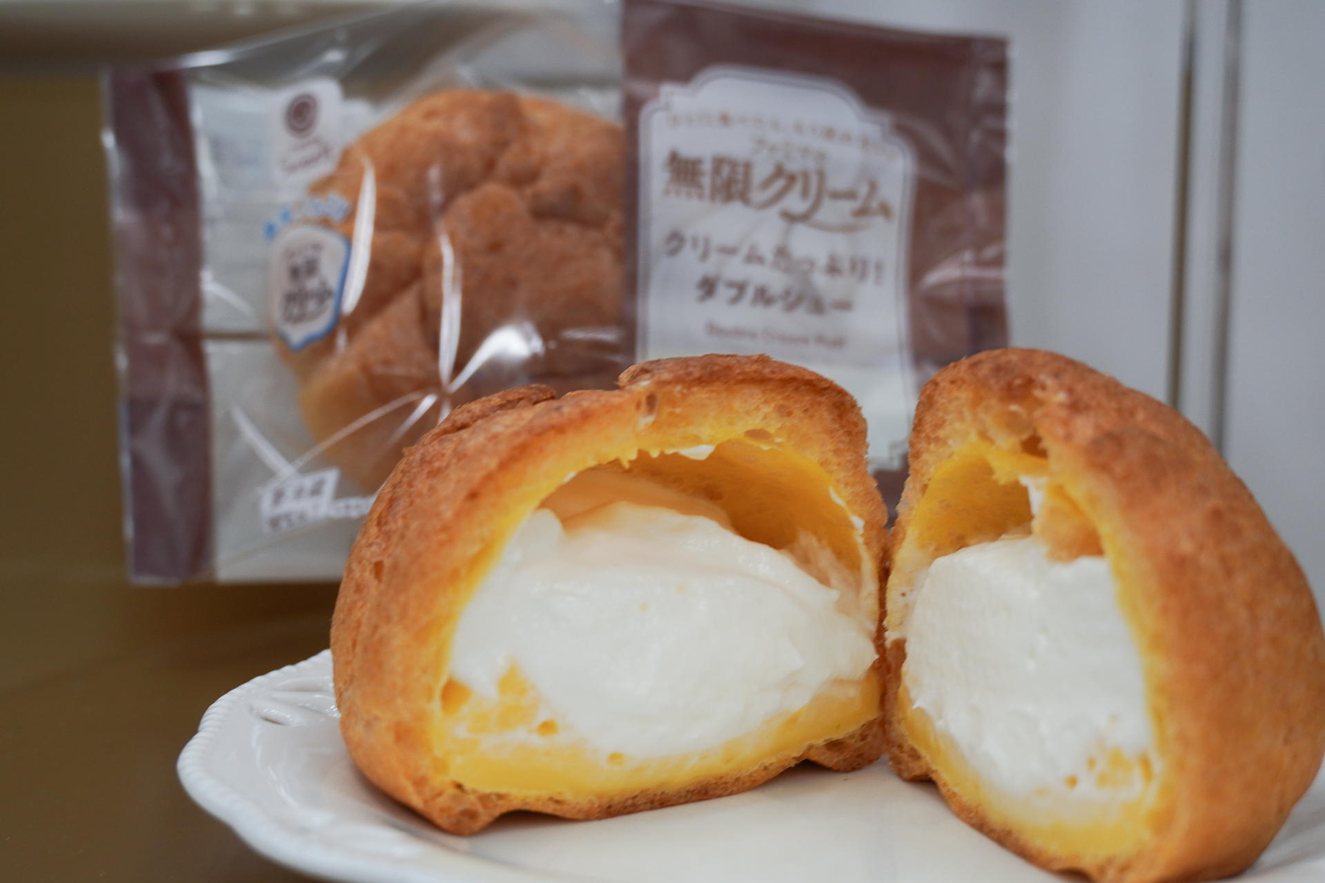 ダブルシューのクリームたっぷりな中身