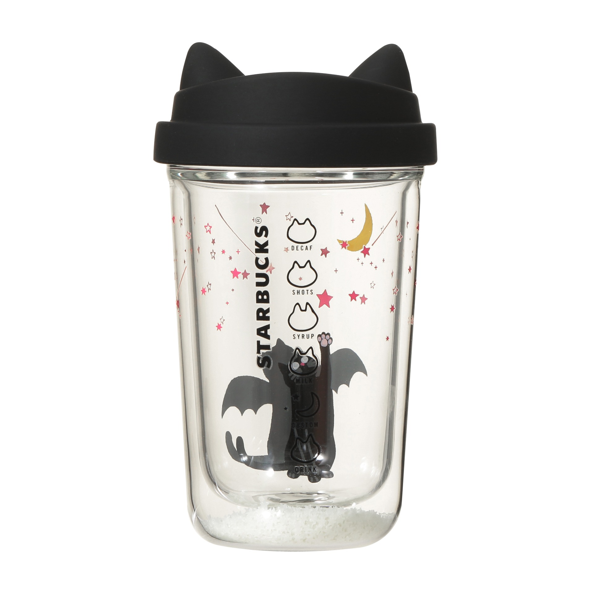 ハロウィン2026ダブルウォール耐熱グラスカップキャットグローインザダーク355mL