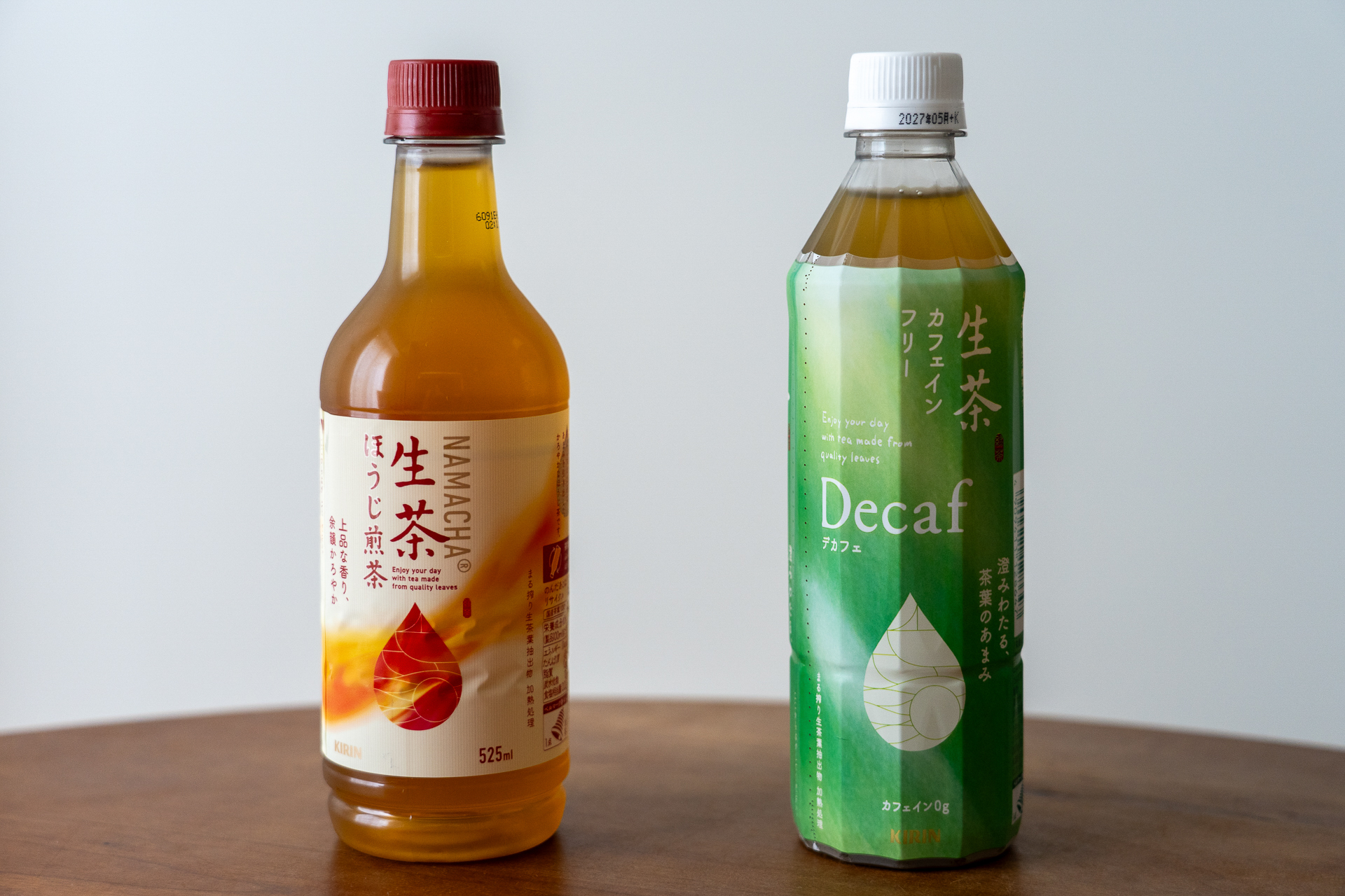 「キリン 生茶 ほうじ煎茶」と「キリン 生茶 カフェインフリー」