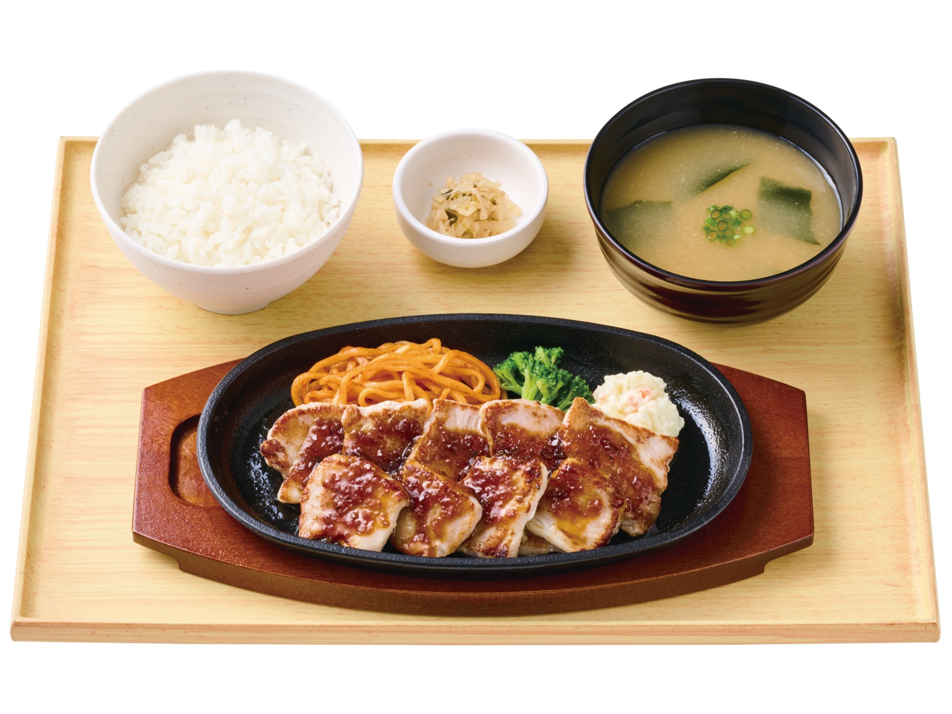 「～柔らか豚もも肉～国産ポークカットステーキ定食（和風ソース）」（1230円）