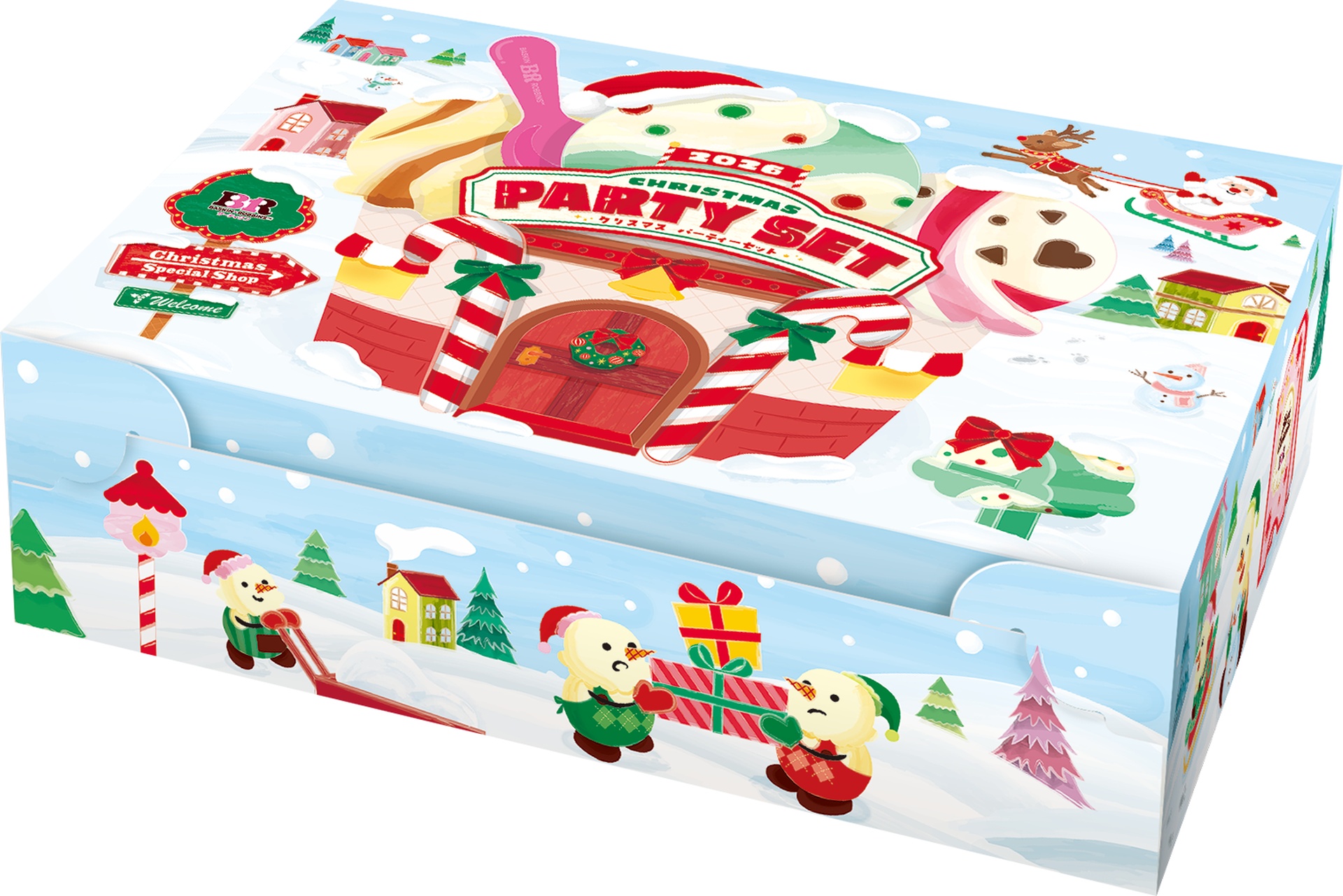 BOXのデザインは雪降るホワイトクリスマス