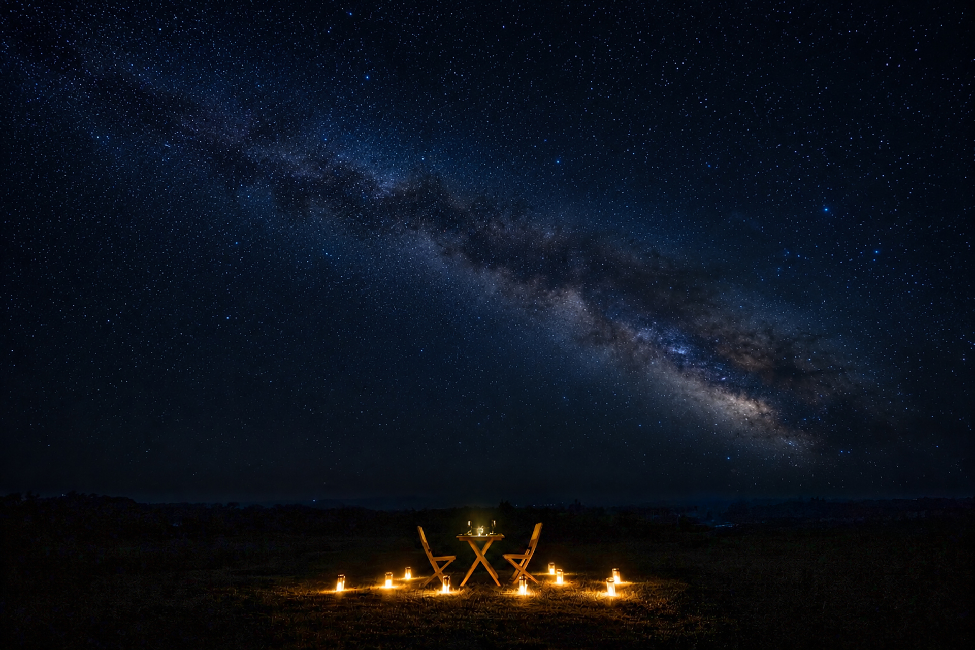 満天の星のもとで