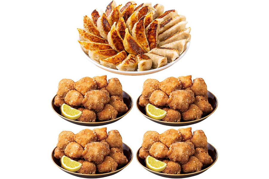「おいしいたんぱく餃子40個＆ムネチキタツタ1kgセット」（4714円）
