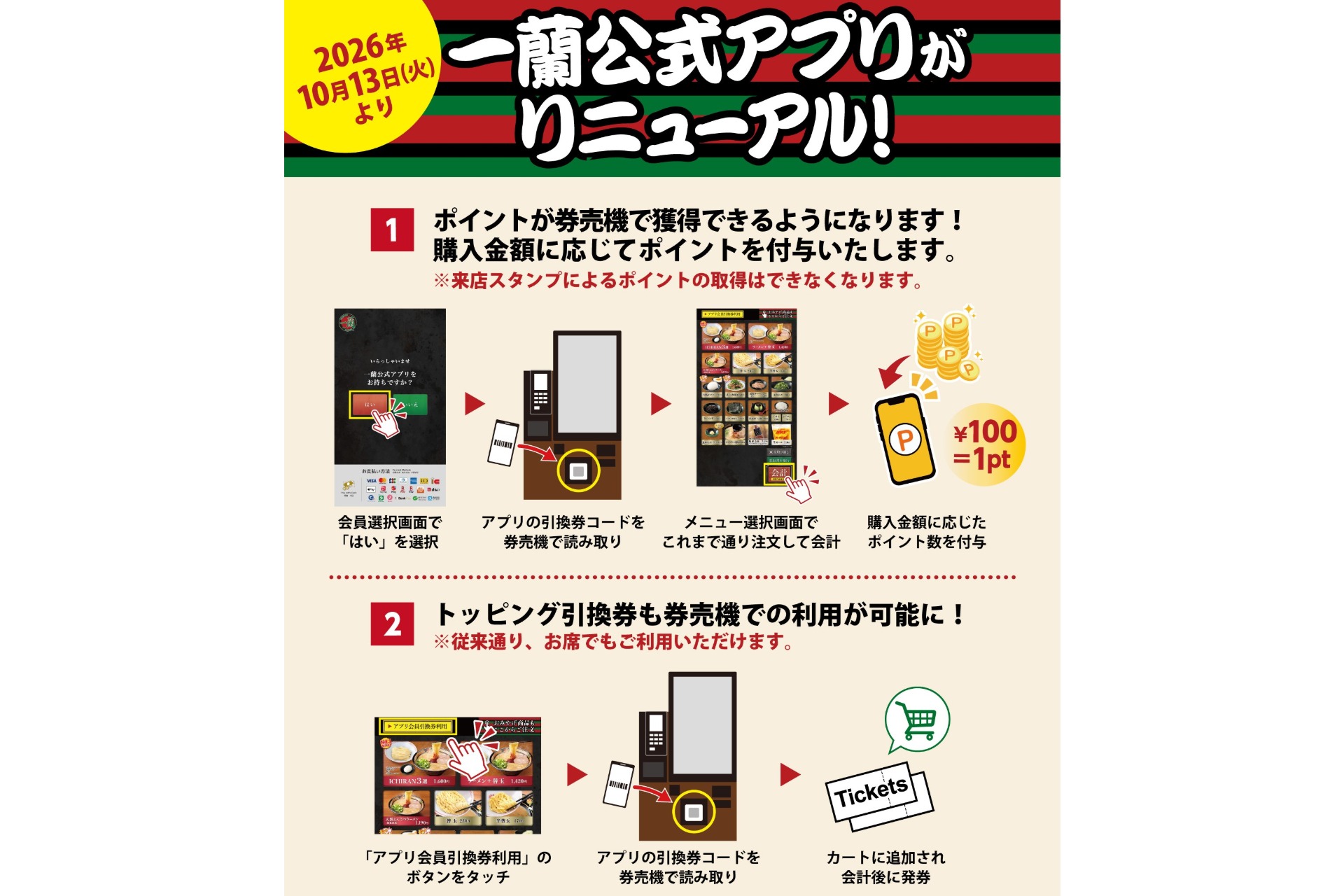 一蘭公式アプリ リニューアル