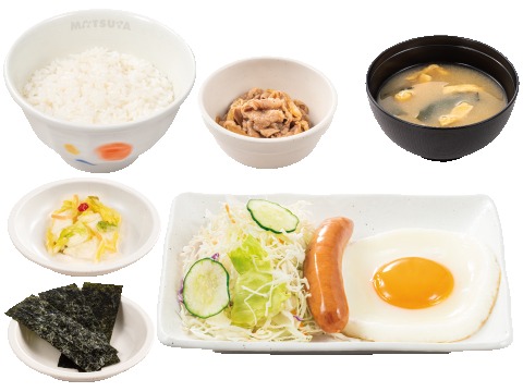 朝定食で人気No.1の「ソーセージエッグ定食」