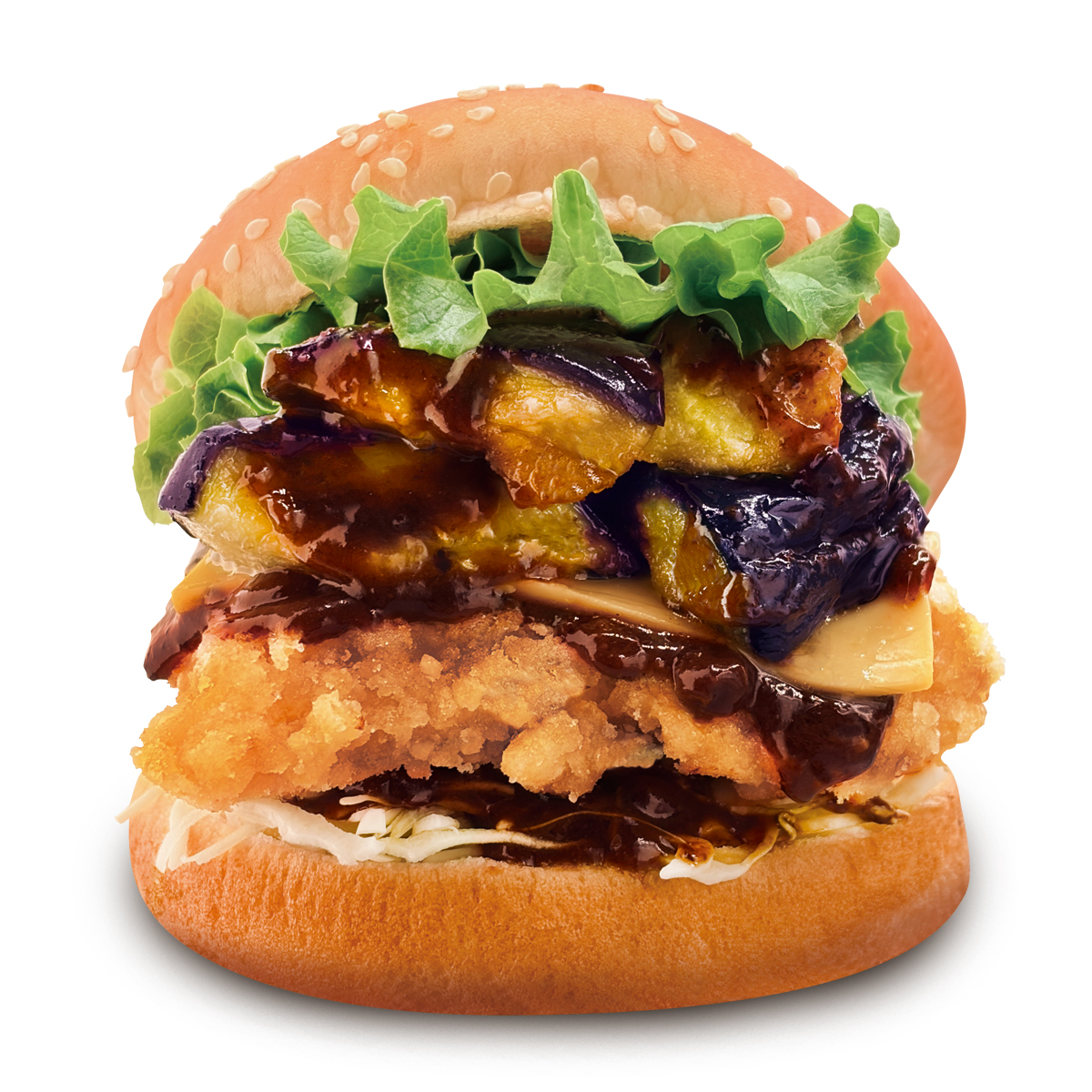 「麻婆なすチーズチキンバーガー」（単品690円・セット1120円）
