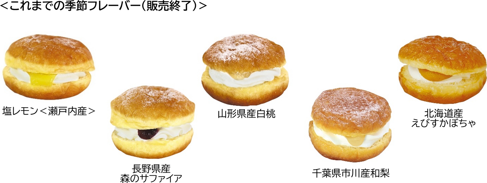 およそ2週間ごとに登場する季節フレーバー（一例、販売終了）