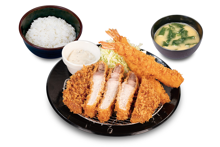松のや 超厚切りリブロースかつ＆海老フライ（1尾）定食（倍量で海老フライ2尾）