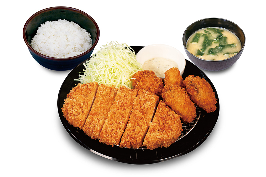 松のや ロースかつ＆カキフライ（2個）定食（倍量でカキフライ4個）