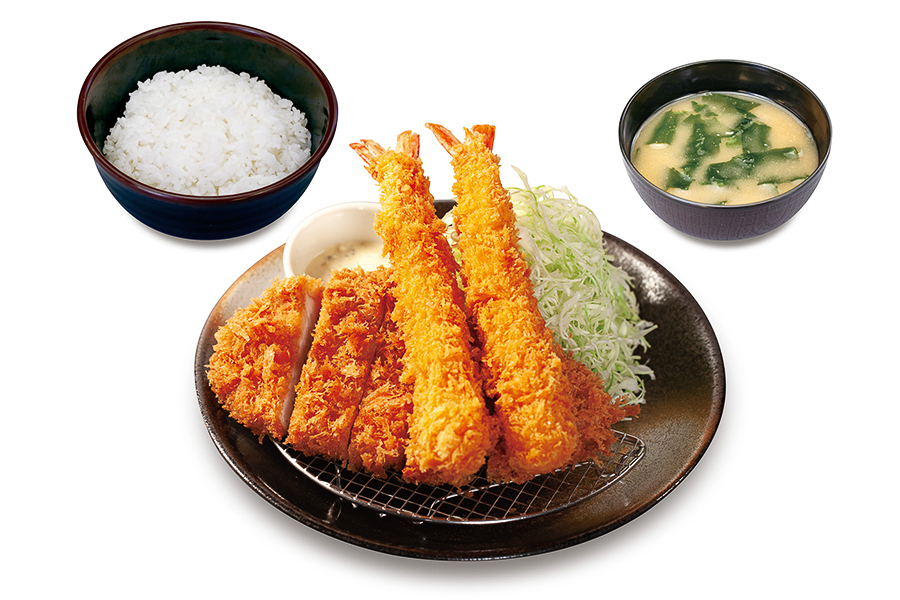 松のや ロースかつ＆海老フライ（1尾）定食（倍量で海老フライ2尾）