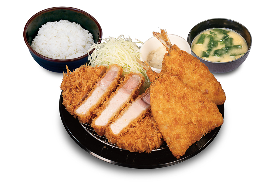 松のや 超厚切りリブロースかつ＆アジフライ（1枚）定食（倍量でアジフライ2枚）