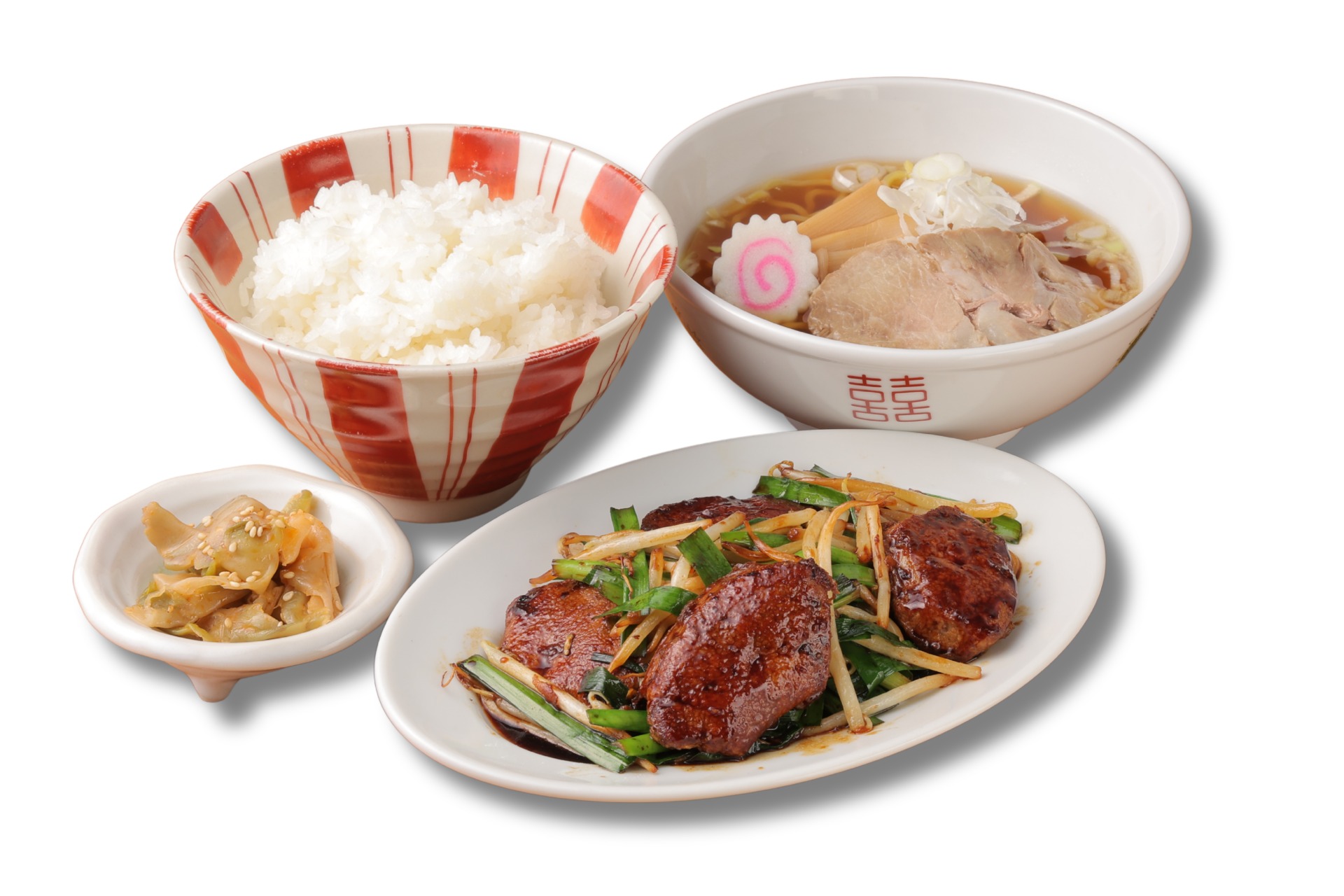 「レバニラ炒め＆中華そばセット」（1078円）