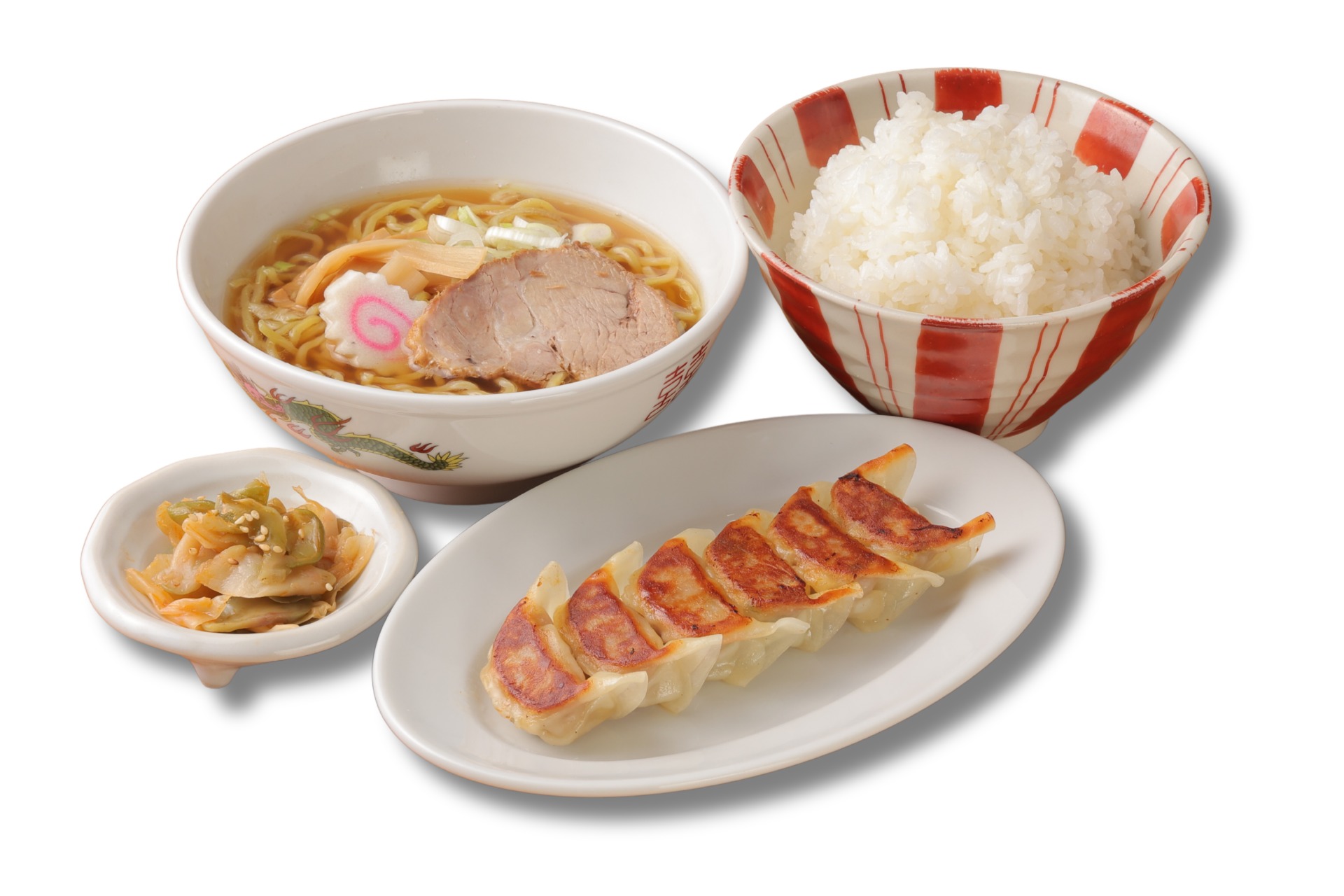 「餃子（6個入り）＆中華そば（ハーフ）セット」（990円）