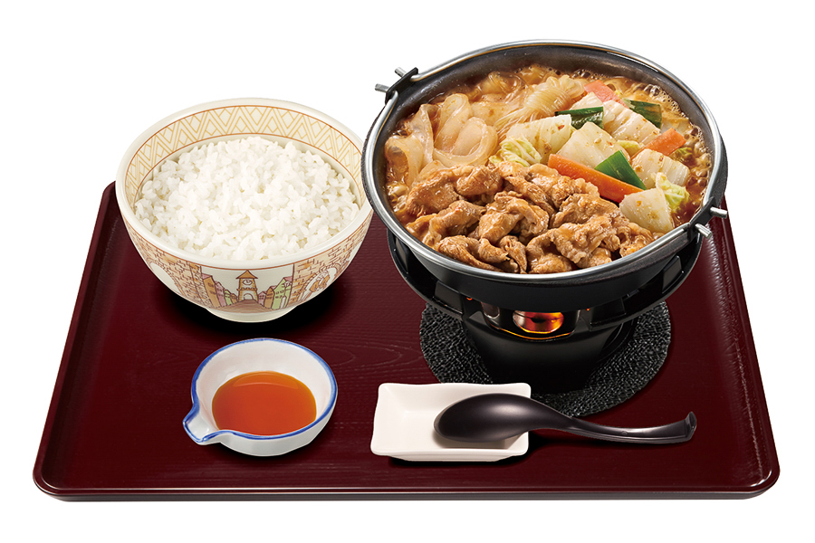 「牛・胡麻麻辣湯鍋定食」（ごはんミニ 960円、並盛 990円、ごはん大盛 1040円）
