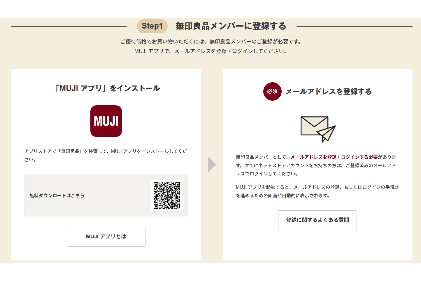 無印良品メンバー登録方法