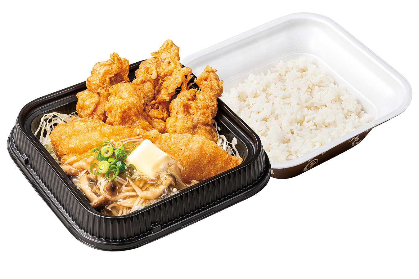 からやまの「出汁とり天と白身魚からあげのきのこバターあんかけ弁当」