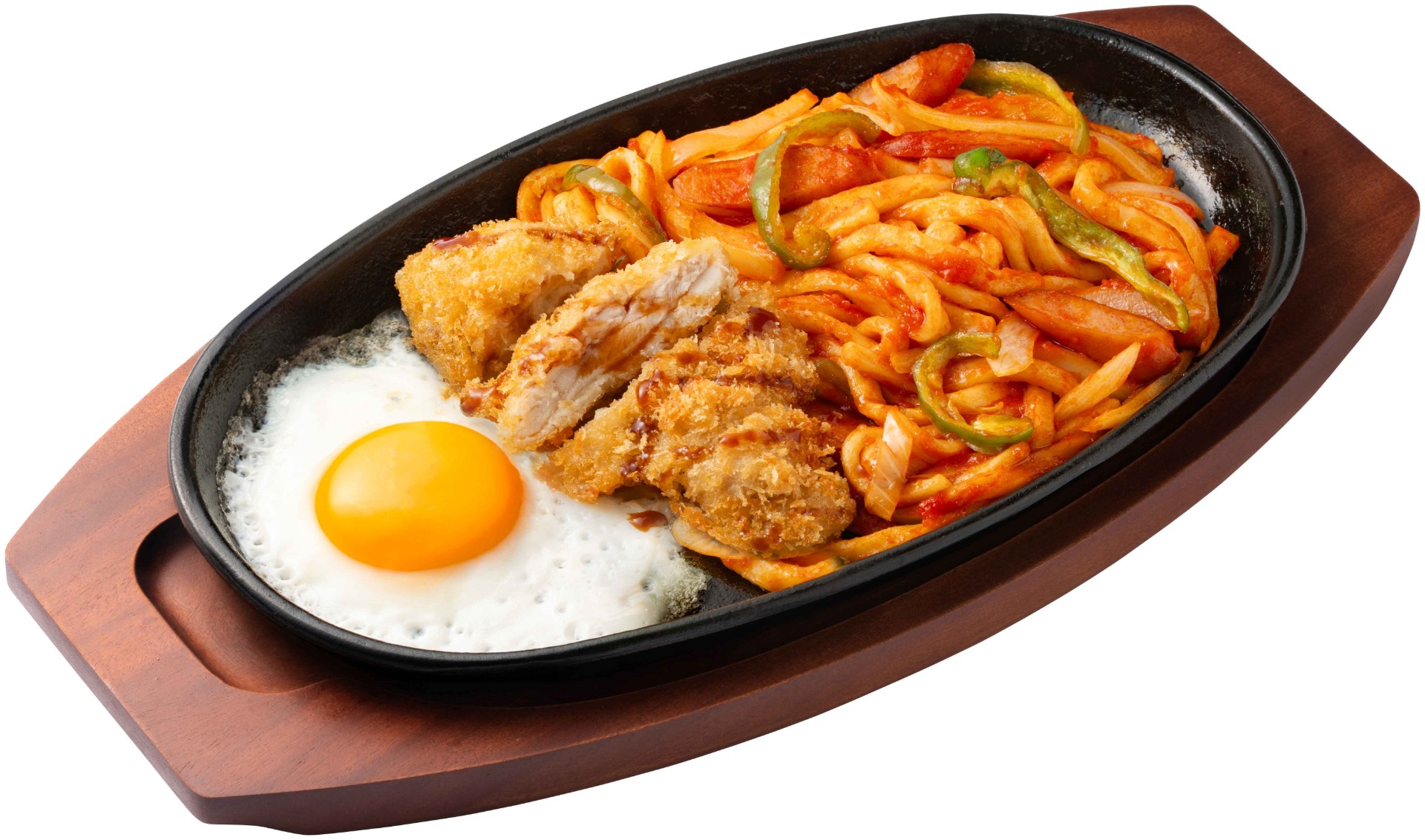 「チキンカツのせナポリタンうどん」（1197円）