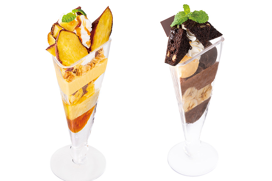 デニーズ「蜜いものまっぷたつ？パフェ」「チョコのまっぷたつ？パフェ」