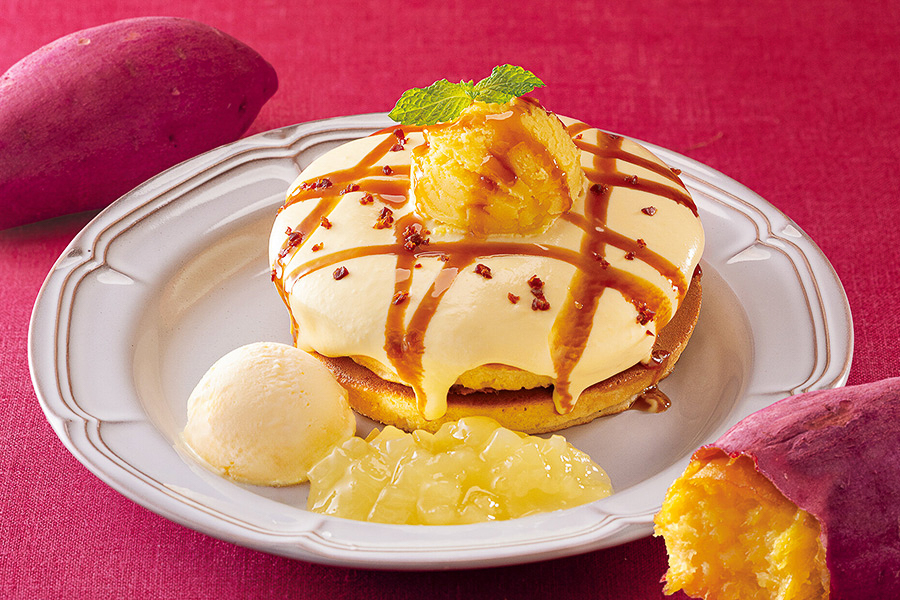 珈琲館「スイートポテトのホットケーキ」
