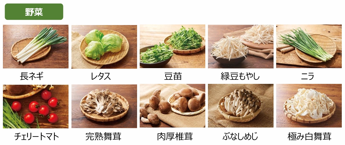 トッピングできる野菜