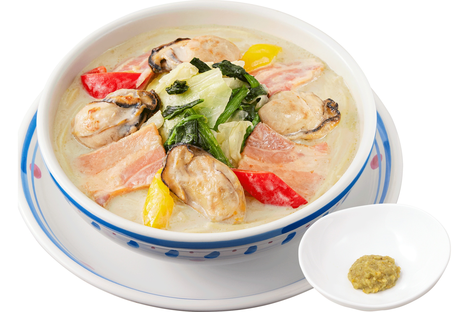～スープパスタ～ 牡蠣と彩り野菜のクリームスープパスタ