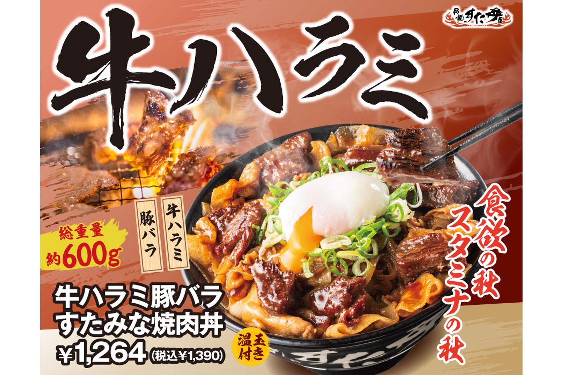 伝説のすた丼屋の「牛ハラミ豚バラすたみな焼肉丼」