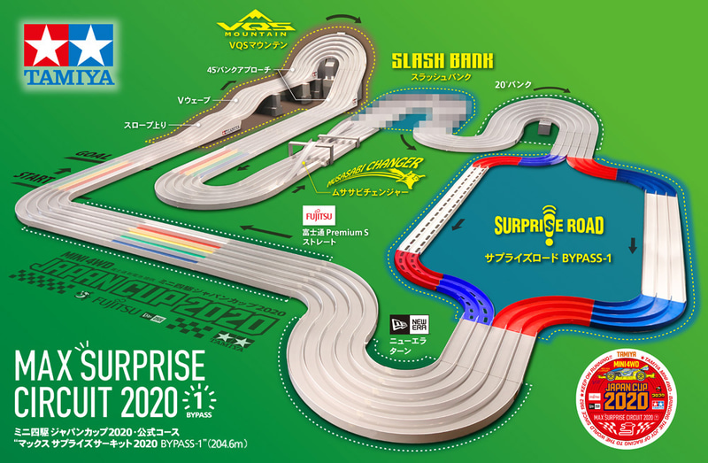 <a href="https://www.tamiya.com/japan/mini4wd/japancup.html">タミヤのミニ四駆のページ</a>では、2020年のジャパンカップのコースも公開された