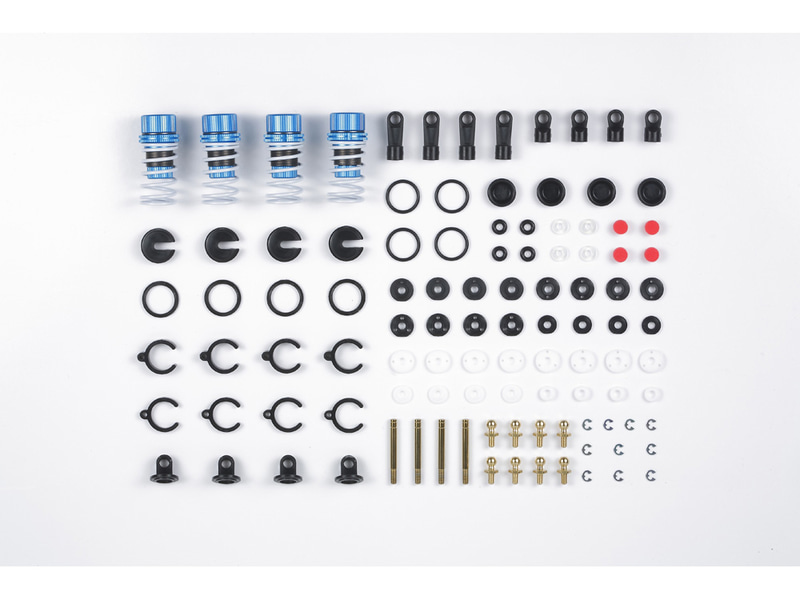 内部にオイルを入れてRCカーに組み入れるダンパーパーツ「TRFスペシャルダンパー （ハードブラックコート） 4本」。価格は7,150円(税込)