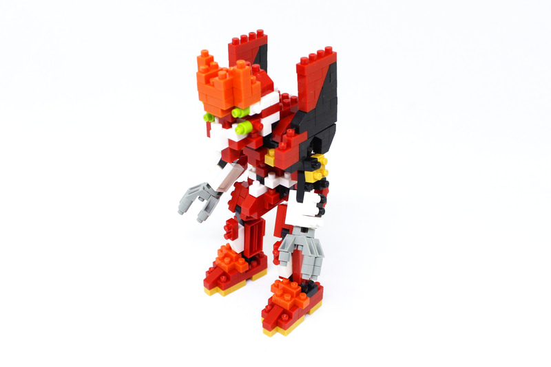 完成したエヴァンゲリオン2号機。ブロックなのに一目で2号機とわかる完成度を誇る