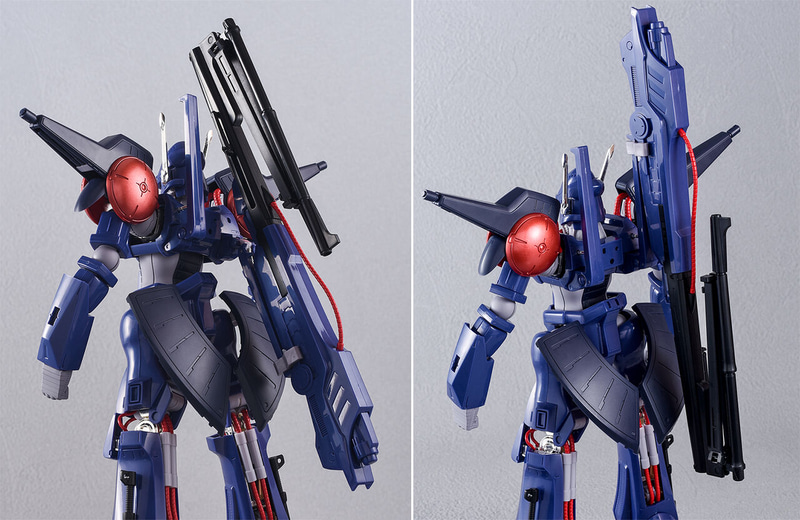 巨大なバスターランチャーをきちんと保持。2つ折りで懸架できるギミックも