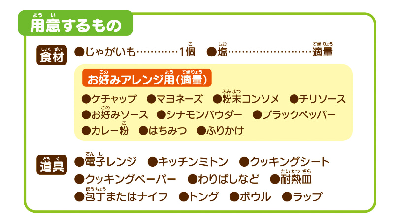 本体にじゃがいもをセットしハンドルを回してカット。カットしたじゃがいもを電子レンジで加熱しじゃがいもを割り箸などに差す