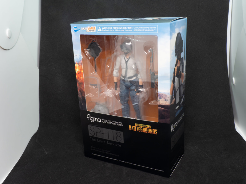 こちらが、「figma PLAYERUNKNOWN'S BATTLEGROUNDS The Lone Survivor」のパッケージだ。シックなデザインだが、商品の魅力が伝わってくる