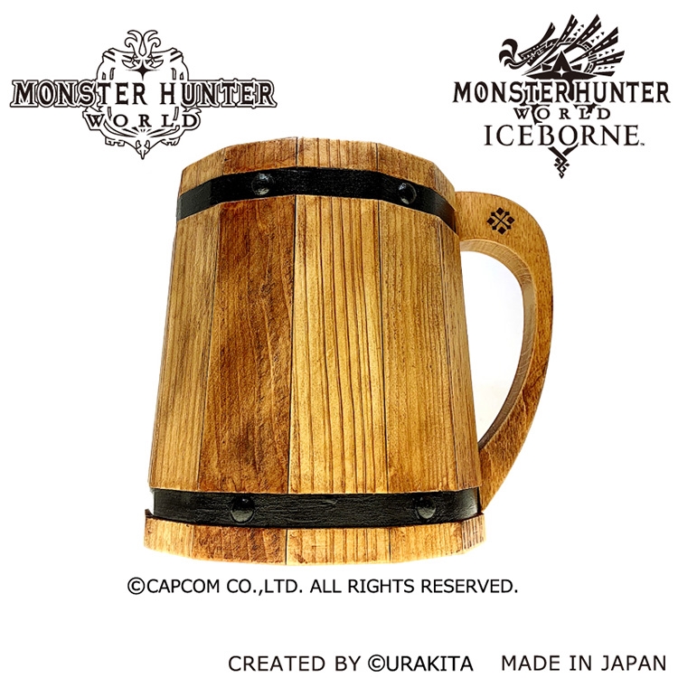 木樽ジョッキ全体に「エイジング加工」を施しゲーム中の雰囲気を再現