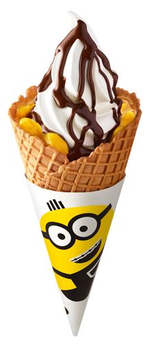 ミニオンズの限定キャラクターパッケージで味わえる、夏にピッタリなチョコバナナ味のワッフルコーン