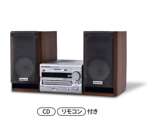 ONKYO CD・MD・カセットデッキ 木製スピーカー付き ONKYOのオーディオ機器がミニチュアに！ M-6スピーカーや