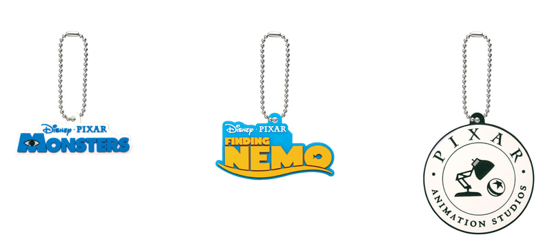 左から「モンスターズ・インク」、「ファインディング・ニモ」、「ピクサーアニメーションスタジオ」