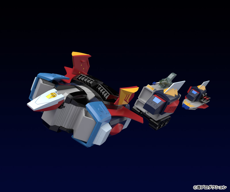 3機による変形・合体を一部パーツ差し替えにより再現可能
