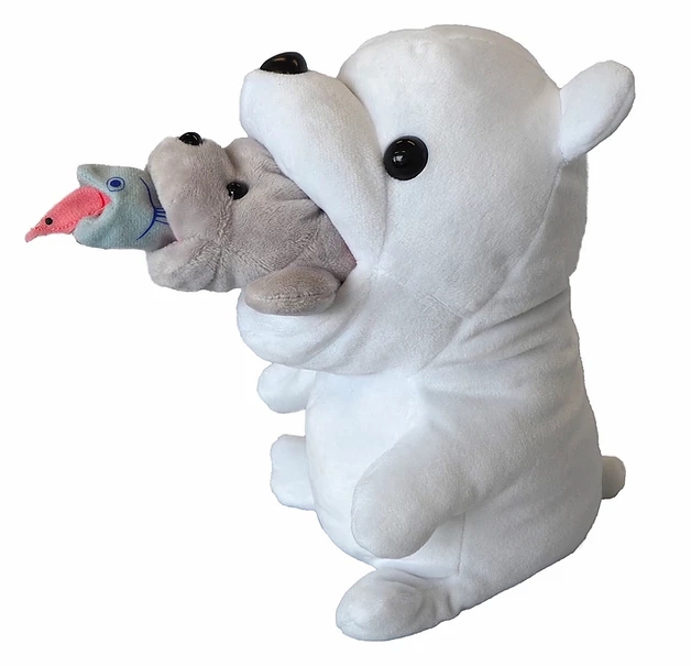 オキアミ→魚→アザラシの順番にホッキョクグマの腹に入れることができる