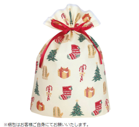 ラッピング袋「グリーティングバッグ LL ハッピークリスマス」が付属