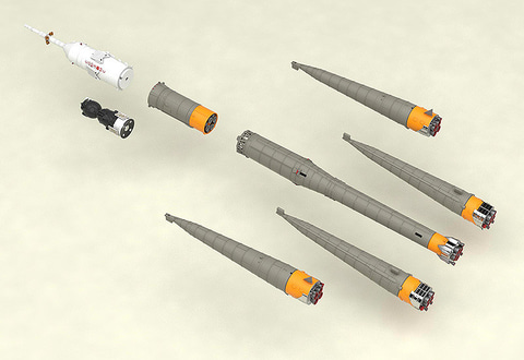 人類を宇宙まで運ぶソユーズロケット！ 宇宙船と搬送列車を1/150