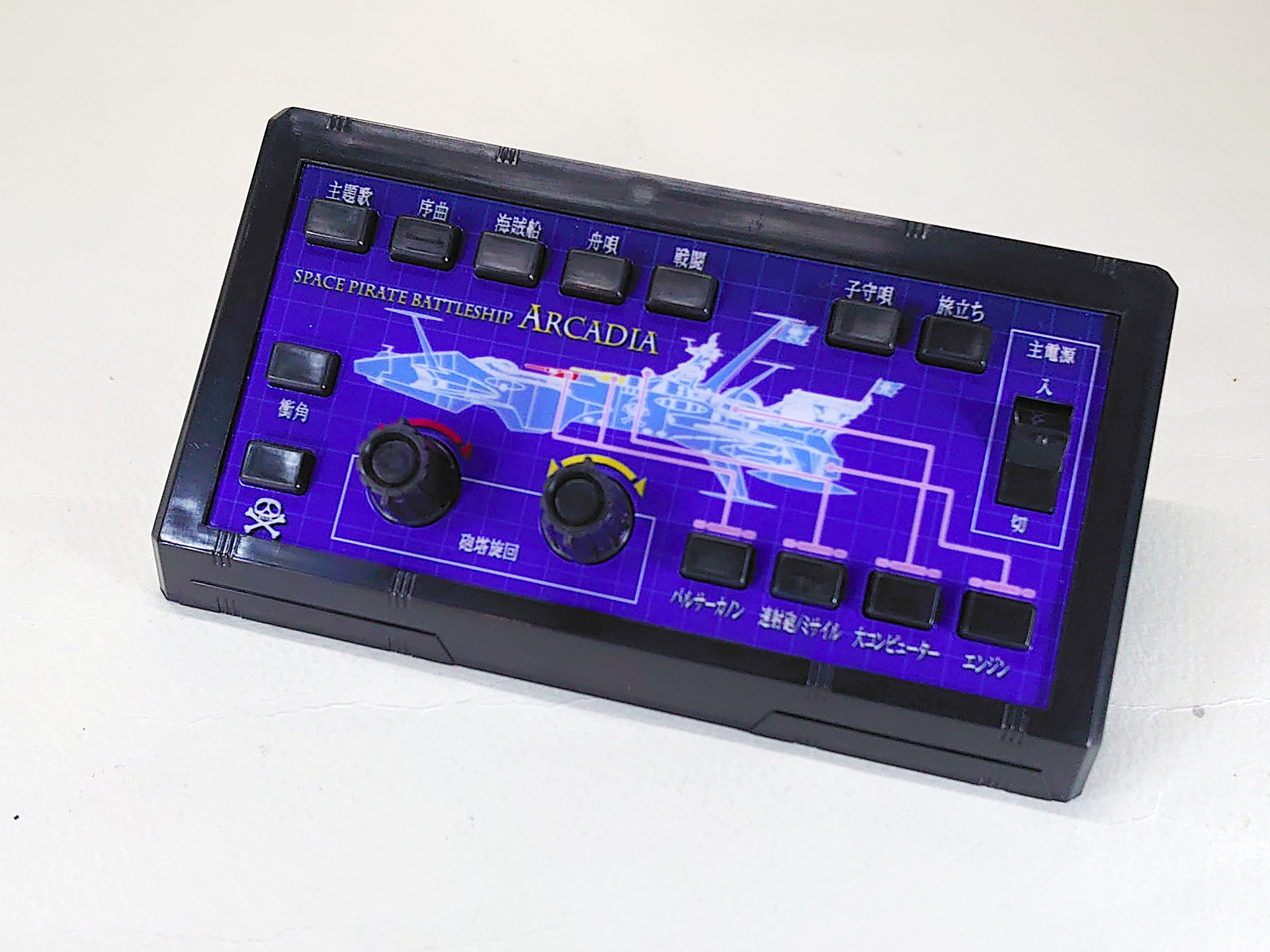 リモコン。この製品の最大の特徴で、砲塔の旋回から各種音声を操作することができます