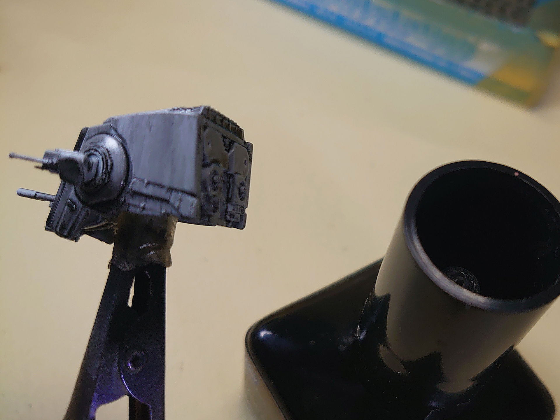 頭部側面の平らな部分を拭き取っているところ