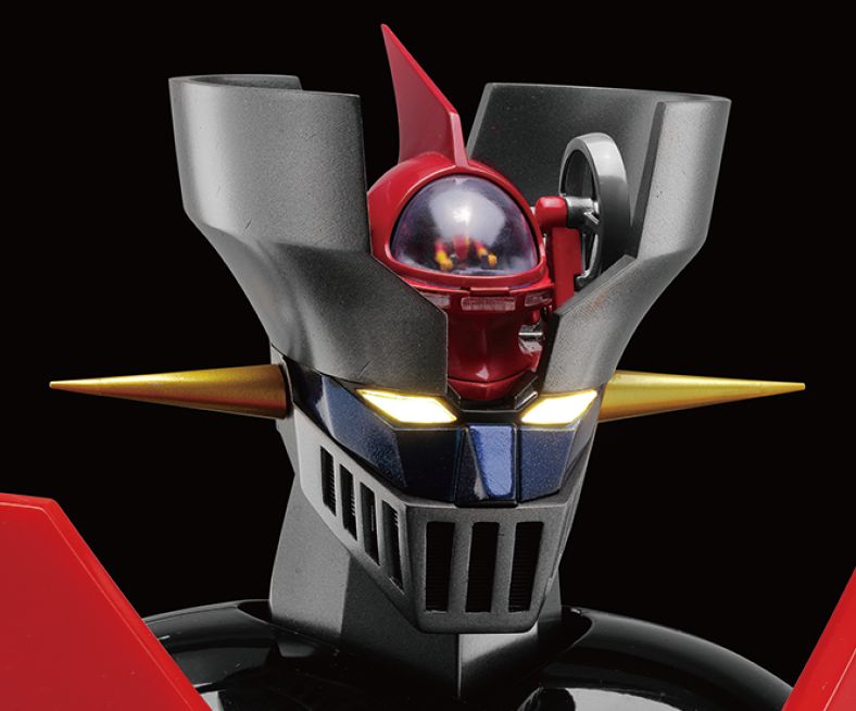 両眼が内臓LEDで発光。破壊ビームの発射を再現