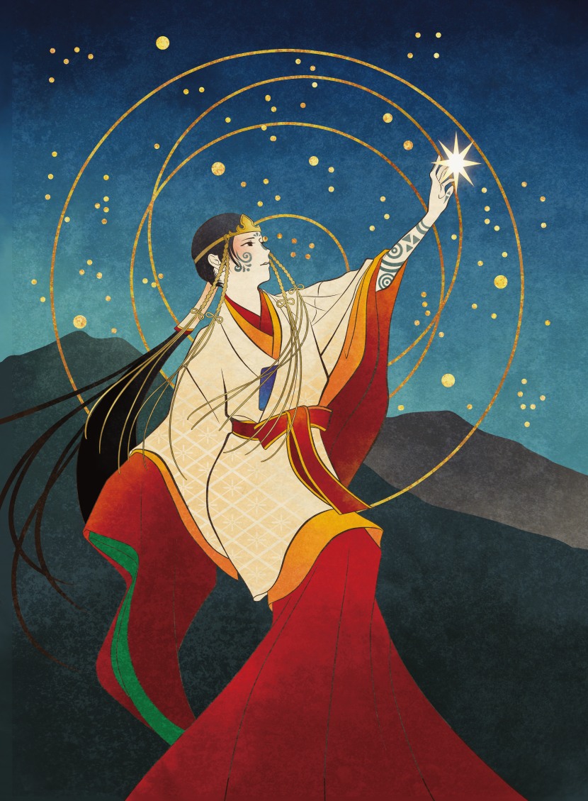 日本画ミスティカルアーカイブ・カードの「選択」の原画。アーティストはRien